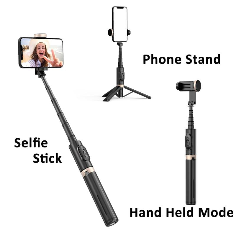 28"Portable Multifunctional Selfie Stick Tripod Aluminum Alloy Lightweight Phone Stand with Wireless Remote Control for Recording Video Selfies Photo Support Horizontal and Vertical Shooting,Extendable Phone Tripod,Compatible with for Iphone Android Phone