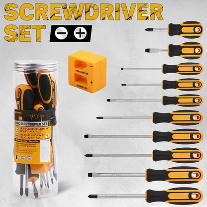 11-Counts Screwdriver Set 5 Phillips and 5 Slotted Tips Magnetic Screwdriver Set Screw Driver Work on Small Screws as Well as Large. Magnetizer Demagnetizer for Screwdriver Tips Bits and Small Tools